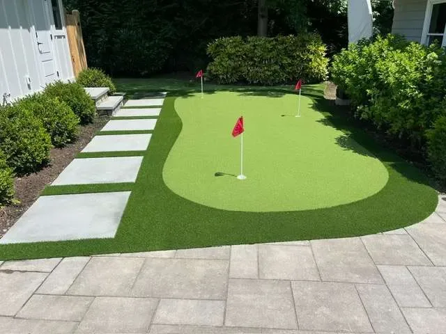 Backyard putting green installation