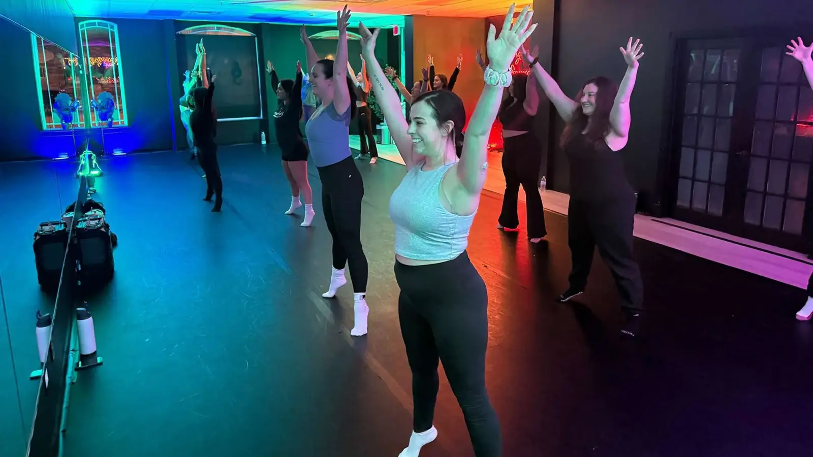 Dancer celebrating during a Saucy Studios class
