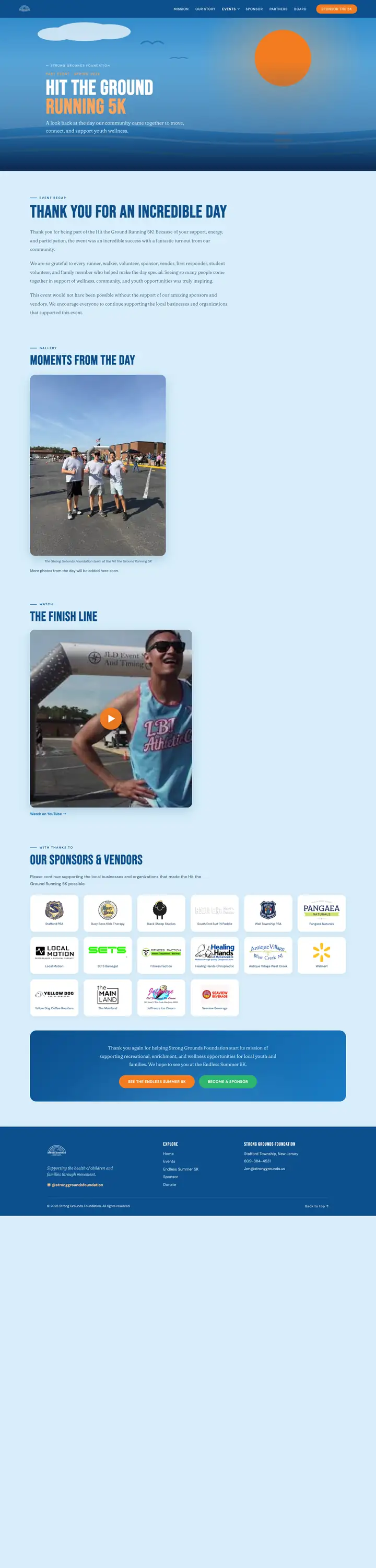 Event recap page with gallery and film, full length