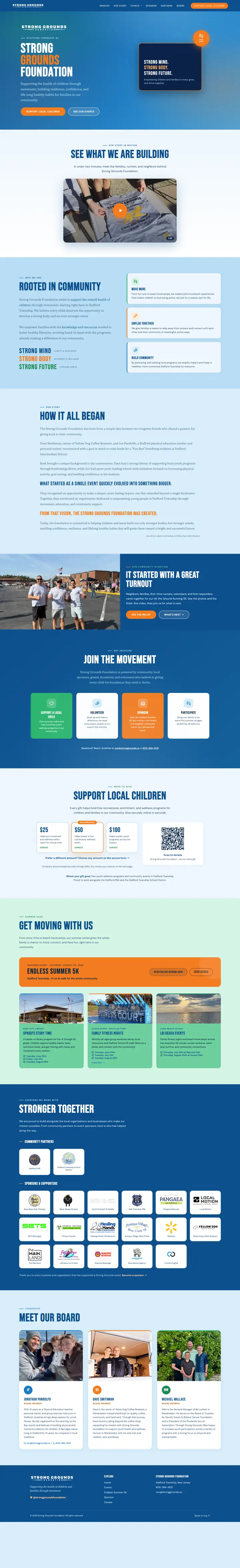 Strong Grounds Foundation homepage, full length